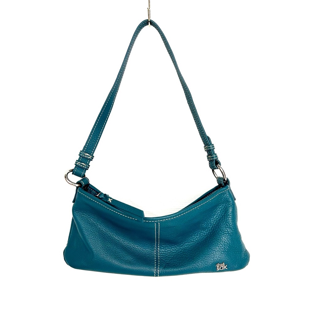 Vintage peacock blue leather *the sak* mini hobo bag ✨